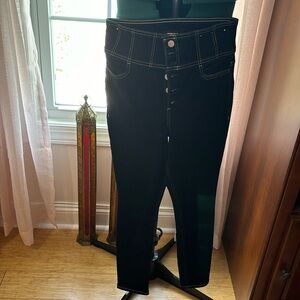 Dark wash button fly high waisted jeans